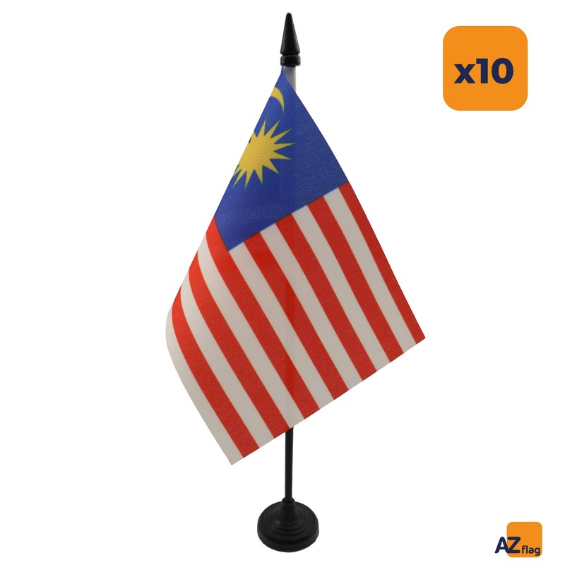 AZ FLAG Pack of 10 Malaysian Table Flags - 15