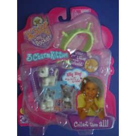 MEG PLAY ALONG RARE VERSION KITTY IN MY POCKET MINIATURE KITTEN / CATS CHARMS ON BRACELET WOW !