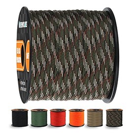 WEREWOLVES 650lb Paracord/Parachute Cord - 9 Strand Paracord Rope - 100', 200' Spools of Parachute Cord, Type III Paracord for Camping, Hiking and Survival (Forest Camo, 500 Feet)