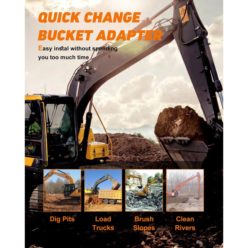 SPIRRELAB Excavator Quick Attach Bucket Ears Attachment Fit for Kubota