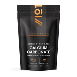 Calcium Carbonate 400mg 180 Vegan Tablets (6 Months Supply) – High Strength Calcium Supplement - Resealable and Recyclable Pouch by Alpha01