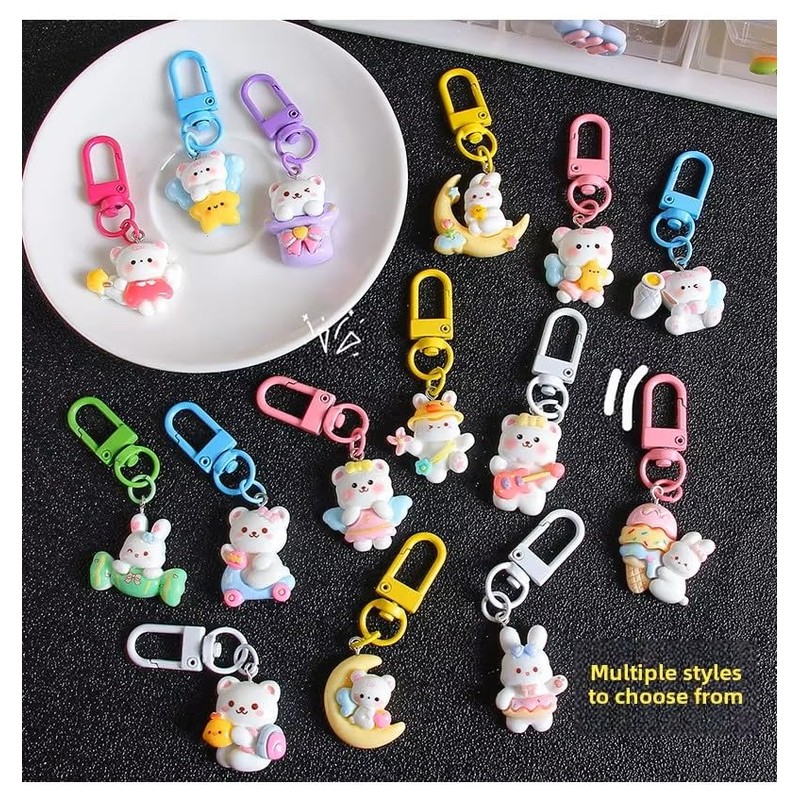 Amily Bear & Rabbit Keychain, 15 Types, Cute Bag, Strap,