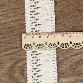 10 Yard 40mm/1.57 Inch Vintage Knotted Cotton Fringe Fringe Tassels Trim, Boho Long Fringe Trim, Sewing Fringe Trim for Drapery Curtain Pillow Carpet Lamp Fringe Crafts (Beige-40mm)