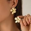 DIAMANTIO Elegant 18k Gold-Plated Floral Stud Earrings for Women –