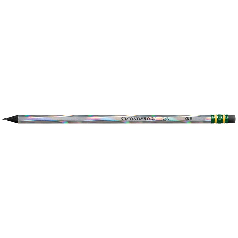 Ticonderoga Noir Black Wood-Cased #2 Pencils, Holographic Design, 12 Count