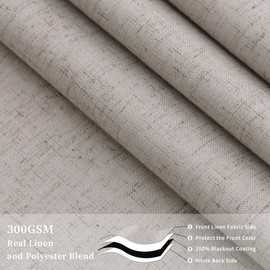 84 Inch Length 100% Blackout Curtains Brownish Grey Linen Window Drapes for Bedroom Living Room Nursery Sliding Door Rod Pocket Back Tab Thermal Room Darkening Curtains & Drapes 2 Panels Set 7 FT