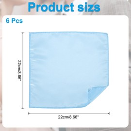 PATIKIL Men's Pocket Squares Hankie 6 Pack Satin Solid Suits Handkerchiefs Bulk Set for Bride Wedding Party Measures 8.6" x 8.6", Light Blue