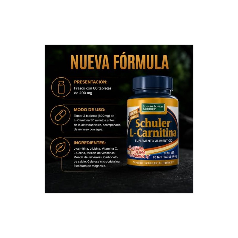 L-Carnitina 400 mg Schuler Pack de 3 Frascos con 60