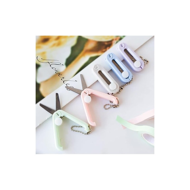 Mini Scissors with Key Chain Mini Telescopic Small Foldable Scissors