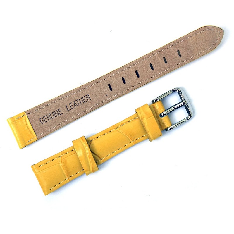 Leather Croco Embossed Yellow 14 Millimeters Watch Strap
