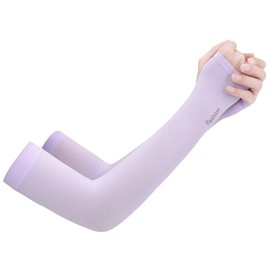 JK Home UV Protection Cooling Ice silk Arm Sleeves - UPF 50 Sun Sleeves for Men & Women for Running, Cycling, Fishing, Golf, Volleyball, Basketball, Baseball & Football Purple-Mitten