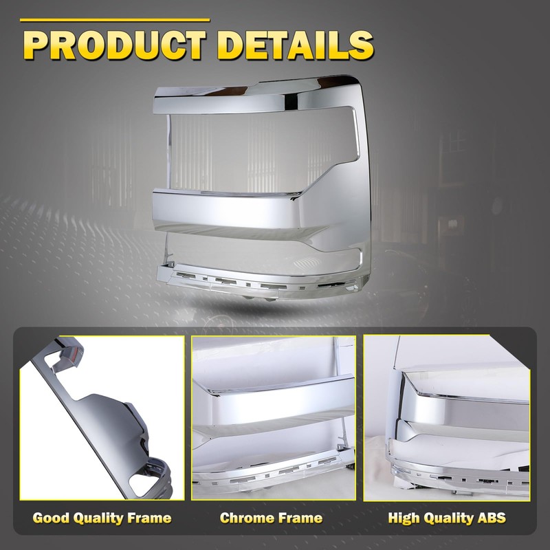 AUTOWIKI Chrome Headlights Trim Bezel for 2016-2019 Chevy Silverado 1500
