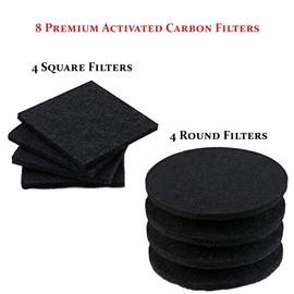 RED FACTOR 8 Pack Extra Thick Charcoal Filters for Kitchen Compost Bins - Activated Carbon Replacement Filters for Odor Free Buckets (4 Round, 4 Square)
