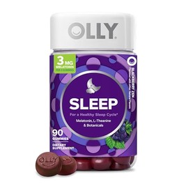OLLY Gomitas para Dormir, 3 mg de Melatonina, L-teanina, Manzanilla, Bálsamo de Limón, Ayuda para Dormir, Sabor a Mora, 90 Unidades