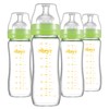 Matyz Glass Breastmilk Baby Feeding Bottle with Nipple, 4 Pack,