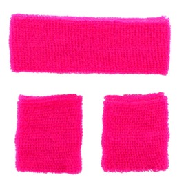 Mytoptrendz® Soft Stretchy Sweat Bands Sets Headband and Wristband Girls Ladies Boy Girls Boys Ladies (Pink neon)