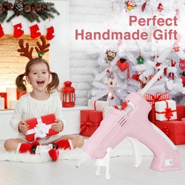 Rimyew Cordless Hot Glue Gun and Sticks Set, Cordless Glue Gun for Craft, Cordless Hot Glue Gun Mini, Wood, Glass, DIY Arts, School, and Home Projects Quick Repairs Hot Glue Gun Kit Low Temp(Pink)