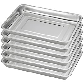 Homaisson 6 Pcs Seed Starter Trays, Stainless Steel Plant Germination Trays, Rectangle Nursery Seedling Pots, Easy-to-Clean Seed Sprouting Trays, Plant Trays for Indoor and Greenhouse Gardening