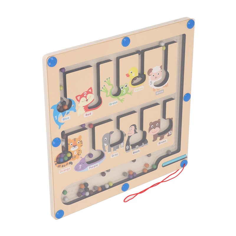 Magnetic Color and Number Maze Board Early Education Wooden Matching