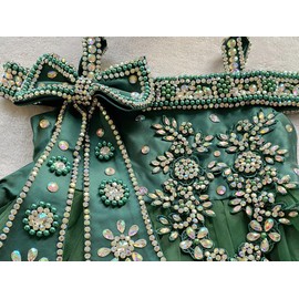 BD.SUN Girl Dress Handmade Sewing Sparkle Crystal Lace Applique Princess Pageant Dress Puffy Birthday Prom Ball Gown for Kids (Deepgreen,5 Years)