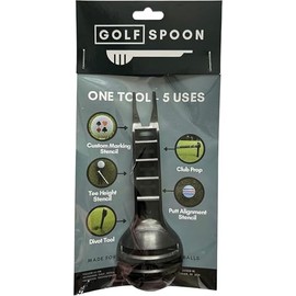Golf SPOON - 5in1 Golf Tool - Custom Ball Marker - Putt Alignment Stencil - Divot Tool - Club Rest - Tee Height Marker | 3 Line Marker-Custom Golf Stencil-Divot Repair Tool-Putting Aid (The Gambler)