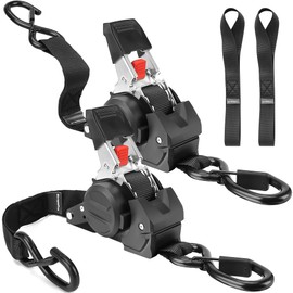 Retractable Ratchet Straps, 1763lb Break Strength Self Retracting Ratchet Straps Heavy Duty with Soft Loops, 10FT Auto Tie Down Straps Easy Retract for Motorcycle, Truck, Securing Cargo, 2 Pack