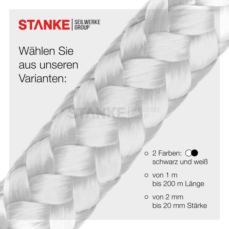Polypropylene Rope, 2 mm, White Mooring Line, Braided Rope, Cordage,