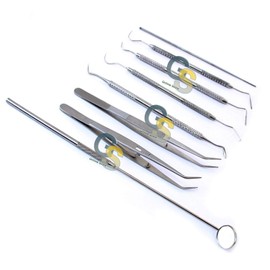 G.S 8 Pieces PET Dental Cleaning Tools Scaler Mirror TWEEZER Ear Forceps
