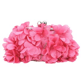 Milya Women's Clutch Flowers Elegant Bridal Bag Wedding Party Dress Bag Evening Bag Handbag with Chain Kiss Lock, A-Pink