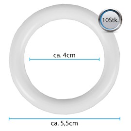 Bestlivings Rings with Folding Hooks (Set of 20), Curtain Rings for Universal Tape/Ruffle Tape, Diameter 40 mm, Colour: White