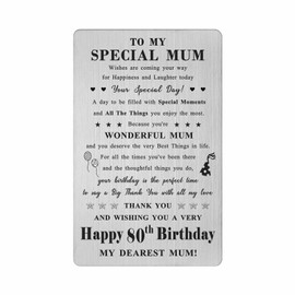 FALOGI Mum 80th Birthday Card, Happy 80th Birthday Mum Card, Mum 80 Year Old Birthday Gifts Ideas from Daughter Son