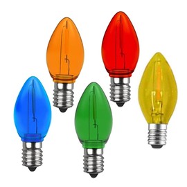 NICONIK 10 Pack Christmas Replacement Multicolour Bulbs,Outdoor Individual LED Bulbs for Events, Holiday Parties, Patios C7/E12 Candelabra Base,Shatterproof Plastic