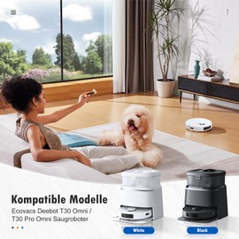 KTNAid 22 St??ck Zubeh?r f??r Ecovacs Deebot T30 Omni / T30 Pro Omni Saugroboter, 1 Hauptb??rste 6 Staubbeutel 4 Wischt??cher 4 Filter 6 Seitenb??rsten 1 Reinigungsb??rste