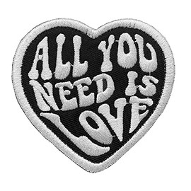 Antrix Black All You Need is Love Iron On Sew On Funny Patch for Kids,Teens, Adult Clothes Jacket Jeans T-Shirts Pants Shoes Dog Harness- Dia.3.15 inch