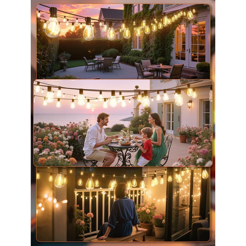 luckystyle 30FT Outdoor String Lights with Remote Control