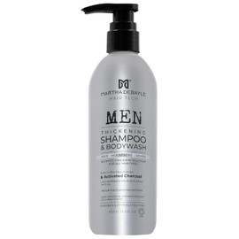 MARTHA DEBAYLE 3 en 1. Shampoo y gel de baño para cabello, barba y cuerpo. Con extractos de grano de café y carbón activado. Sin parabenos y ftalatos. 450 ml