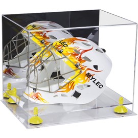 Better Display Cases Versatile Clear Acrylic Display Case - Large Rectangle Box with Mirror Case, Yellow Risers and Clear Base 14.5" x 11" x 12" (V44/A002)