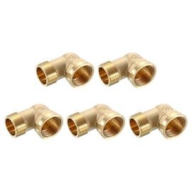 sourcing map 4 Pcs 90 Degree Elbow, 3/4 Inch Male x 3/4 Inch Female Brass Right Angle Pipe Fitting, Connector for Fluid Gas Fuel Oil Pipe