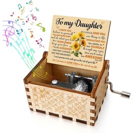 [2025]Vintage Wooden Music Box,1 count letter Pattern Engraved Musical Gift for Birthday,Valentine's Day,Mother's Day - Color: You Are My Sunshine2