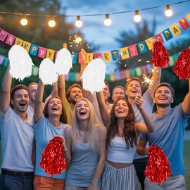 LAOTIDui 4PCS 30 Grams Weight Each Pom Poms Cheerleading Spirited Fun Cheer Metallic Foil Handle for Squad Team Sports Dance Football Softball Basketball Tennis Outdoor Games