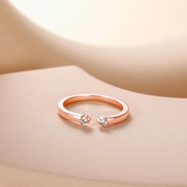 Mameloly Wedding Bands for Women Rose Gold Open Stackable CZ Cubic Zirconia Engagement Rings for Her Size 4.5