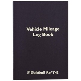 3XGuildhall Vehicle Mileage Log Book, 60 Pages, Black Vinyl Cover