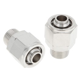 INFINAUTO Push to Connect Air Fittings 3/8" Male Thread Air Line Quick Connector Nickel-Plated Copper 1/8" BSPT 2 Pcs Silver Tone