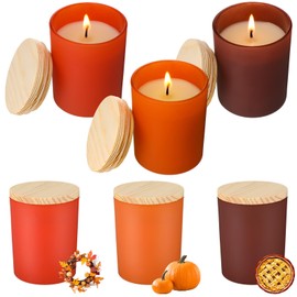 Yuntau 6 Pack Fall Scented Jar Candles for Home Kitchen Scented Natural Soy Wax, Fall Candle Gifts Set for Women Men Fragrance of Autumn Pumpkin Wreath Apple