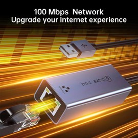 Biaze USB to Ethernet Adapter, USB to RJ45 LAN Converter, 100Mbps Fast Wired Network Adapter for Laptop, PC, macOS, Windows, Linux - Compact Aluminum Shell, Plug & Play