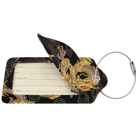 Richugui Golden Dragon Luggage Tags for Suitcase,Luggage Tag with Privacy Flap, for Women Men Luggage Handbag School Bag Backpack