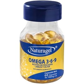 Omega 3 6 9  Aceites Omega 369 - Pescado, Linaza y Oliva  60 Capsulas SoftGels  Omega 3, 6 y 9 de Aceites Saludables  Naturagel