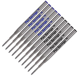 10 Pack, Pen Savings Ballpoint Pen Refills Compatible with Montblanc Twist Style Ballpoint Pens, Medium Point (Bulk Packed) (Blue)