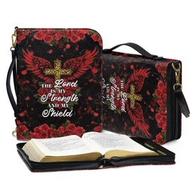 Wnbucioht Bible Protector for Women with Leopard Rose Flowers for Carrying Case with Zipper Pocket Church Bag for Ladys Retro Bible Cover with Pockets and Strap for Christian Handbags XL