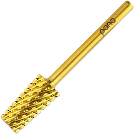 Premium Pana 3/32" Tapered Barrel Carbide Nail Bit -For Electric Dremel Drill Machine, Nail Art Design, Manicure, Pedicure, Nail File, Cuticle Clean etc. (Coarse Grit- Gold)